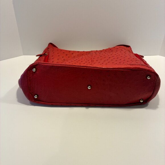 Red Ostrich Leather Handbag – Made in South Africa – Elegant Top-Handle Shoulder - Picture 8 of 11